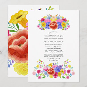 Aquarell-Blumen-Fiesta-Lebensfeier-Foto Einladung