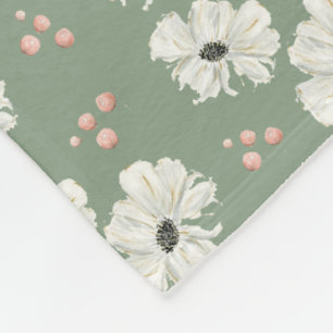 Aquarell-Blumen Fleecedecke