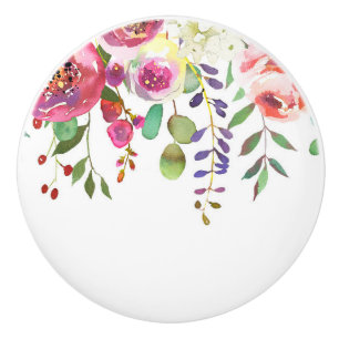 Aquarell Blumen Floral Modern Farbige Kräftige Keramikknauf