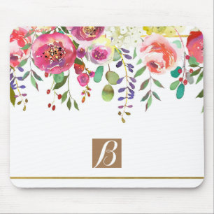 Aquarell Blumen Floral Modern Farbige Kräftige Mousepad