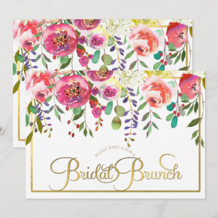 Aquarell-Blumen-Florale moderne Bridal-Brunch Einladung