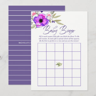 Aquarell-Blumen-Frühling-Baby-Party-Baby-Bingo Einladung