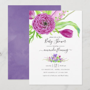 Aquarell-Blumen-Frühling-Baby-Party Einladung