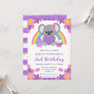Aquarell-Blumen-Frühlings-Koala-Geburtstag Einladung