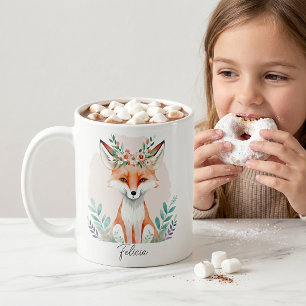 Aquarell-Blumen-Fuchs personalisiert Kaffeetasse