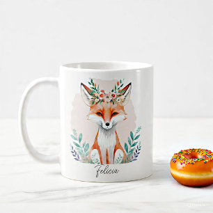 Aquarell-Blumen-Fuchs personalisiert Kaffeetasse