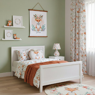 Aquarell-Blumen-Fuchs personalisiert Wandteppich Mit Holzrahmen