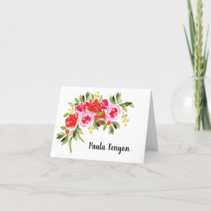 Aquarell-Blumen gefaltet Dankeskarte