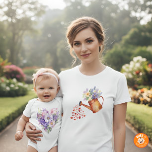 Aquarell-Blumen-Gießkanne-Passendes Oberteil für M T-Shirt
