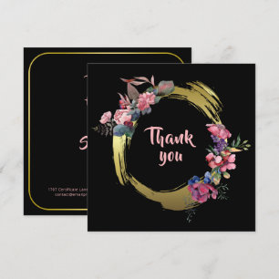 Aquarell Blumen - Goldener Rahmen 5 + Ihr Text Mitteilungskarte