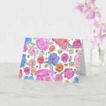 Aquarell-Blumen-Grußkarte (innen leer)