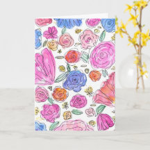 Aquarell-Blumen-Grußkarte (innen leer)