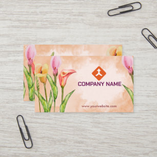 Aquarell-Blumen-Handzeichnung-Design Visitenkarte