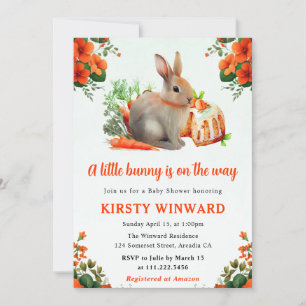 Aquarell-Blumen-Hase und Karotten-Baby-Party Einladung