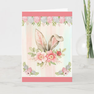 Aquarell-Blumen-Hasenohren-Grußkarte Karte