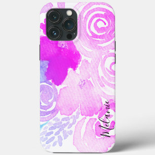 Aquarell Blumen  Helles Rosa Schriftname Case-Mate iPhone Hülle