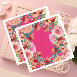 Aquarell-Blumen-Hellrosa-Braut-Tablett Serviette