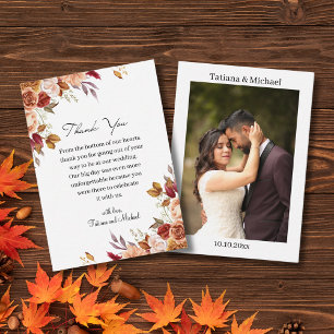 Aquarell-Blumen-Herbst-Hochzeit-Danke-Foto Mitteilungskarte
