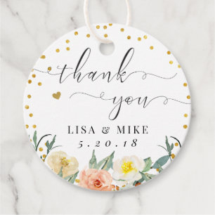 Aquarell-Blumen-Hochzeit-Dankeschön Geschenkanhänger