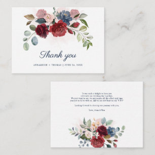 Aquarell-Blumen-Hochzeit-Dankeschön Mitteilungskarte