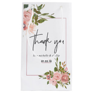 Aquarell-Blumen-Hochzeit in Rosé und Roségold Kleine Geschenktüte