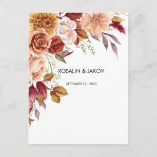 Aquarell-Blumen-Hochzeit  Postkarte