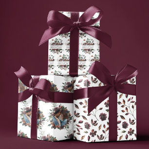 Aquarell-Blumen-Hochzeits-Verpackungspapierbögen Geschenkpapier Set