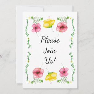 Aquarell-Blumen-Hochzeitseinladung Einladung