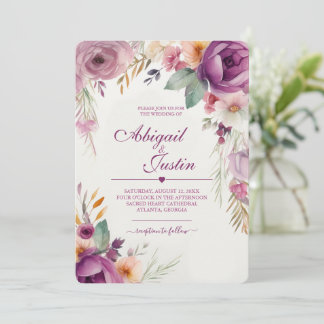 Aquarell-Blumen-Hochzeitseinladung Einladung