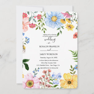 Aquarell-Blumen-Hochzeitseinladung Einladung