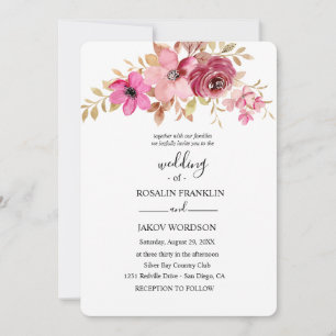Aquarell-Blumen-Hochzeitseinladung Einladung