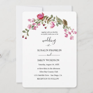 Aquarell-Blumen-Hochzeitseinladung Einladung