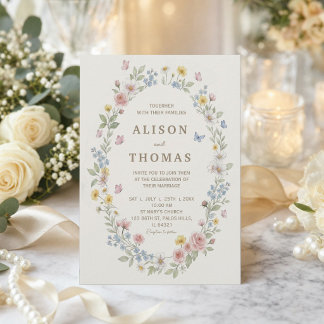 Aquarell-Blumen-Hochzeitseinladungssuite Einladung