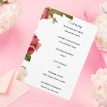 Aquarell-Blumen-Hochzeitszeremonie-Programm | Rosa