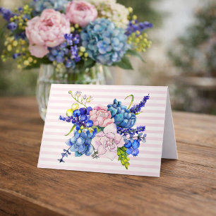Aquarell-Blumen-Hortensien-Pfingstrosen Karte