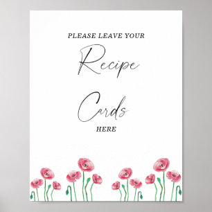 Aquarell-Blumen Ihre Rezeptkarte hier Poster
