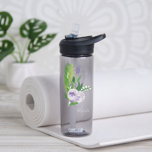 Aquarell-Blumen in Lila Trinkflasche