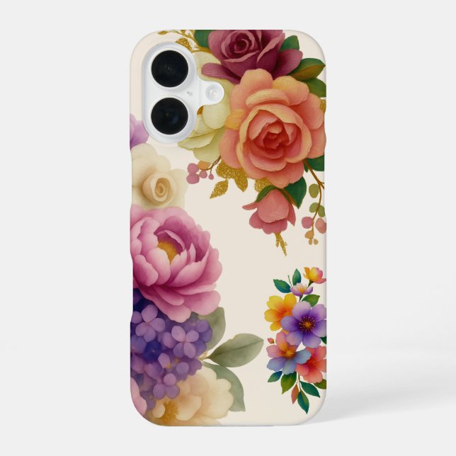 Aquarell-Blumen iPhone 16 Hülle (Rückseite)