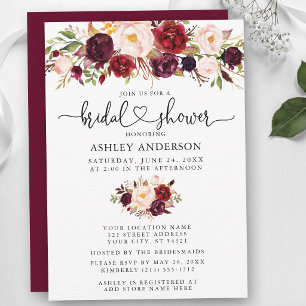 Aquarell-Blumen-Kalligrafie-Herz-Brautparty Einladung
