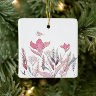 Aquarell-Blumen-Keramik-Ornament – Elegant Keramikornament