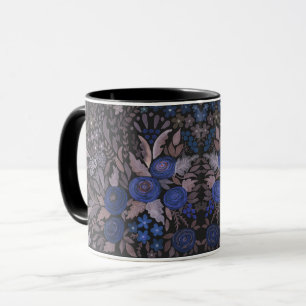 Aquarell Blumen kleine Blumen navy Rosen braun l Tasse