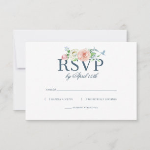 Aquarell-Blumen-Kolibri-Seersucker-Hochzeit RSVP Karte