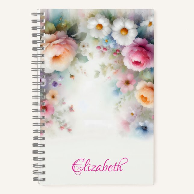 Aquarell Blumen Kunst Malvorlage Notizbuch (Vorderseite)