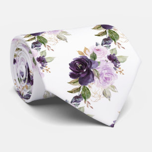 Aquarell Blumen Lavendel Lila Flieder Rosen Krawatte