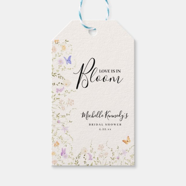 Aquarell Blumen Liebe in Blüte Brautparty Geschenkanhänger (Vorderseite)