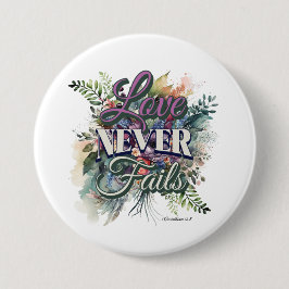 Aquarell Blumen Liebe versagt nie Schriftzug Button