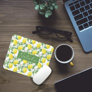 Aquarell-Blumen-Limonen-Muster-Name-Mauspad Mousepad
