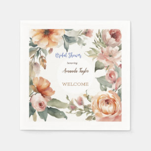Aquarell Blumen Minimal Bridal Shower Serviette