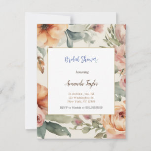 Aquarell-Blumen-Minimal-Hochzeitsdusche-Karte RSVP Karte