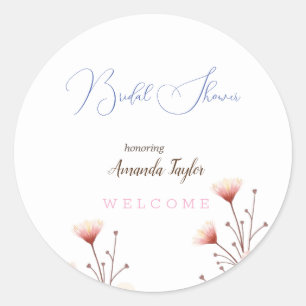 Aquarell Blumen Minimale Brautparty  Runder Aufkleber
